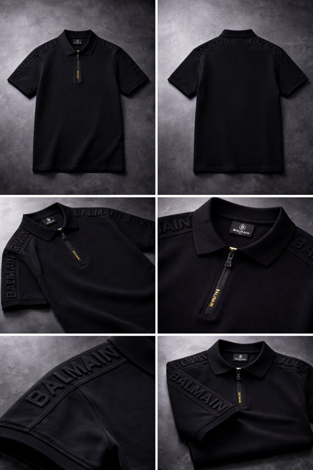 balmain paris embossed logo polo black balmain paris embossed logo polo black