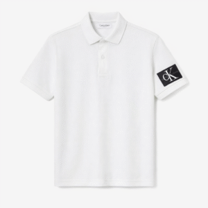 ck logo sleeve polo – white