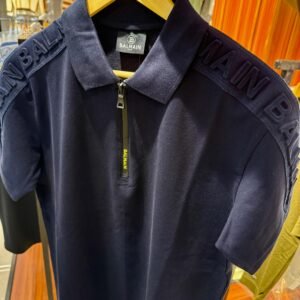 balmain paris embossed logo polo black