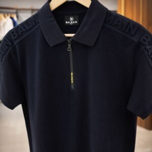 balmain paris embossed logo polo navy blue