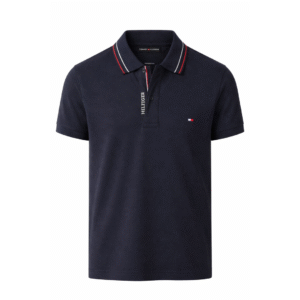tommy tipped collar polo shirt sky blue