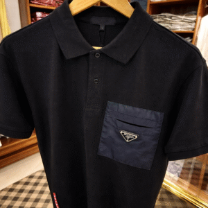 prada deep black signature polo