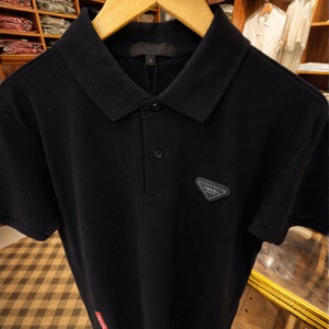 prada metalic patch polo white