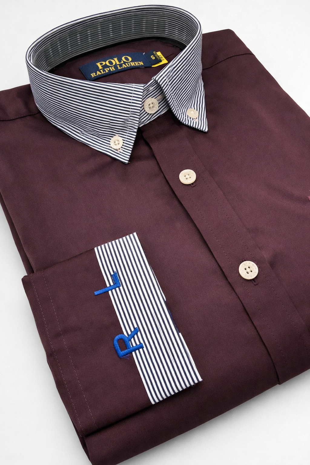 ralph l. premium cotton shirt with stripe collar ralph l. premium cotton shirt with stripe collar