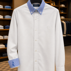 Home ralph l. cotton shirt with stripe collar white