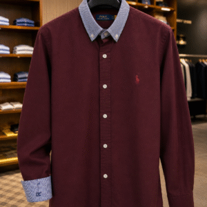 Home ralph l. cotton shirt with stripe collar grey