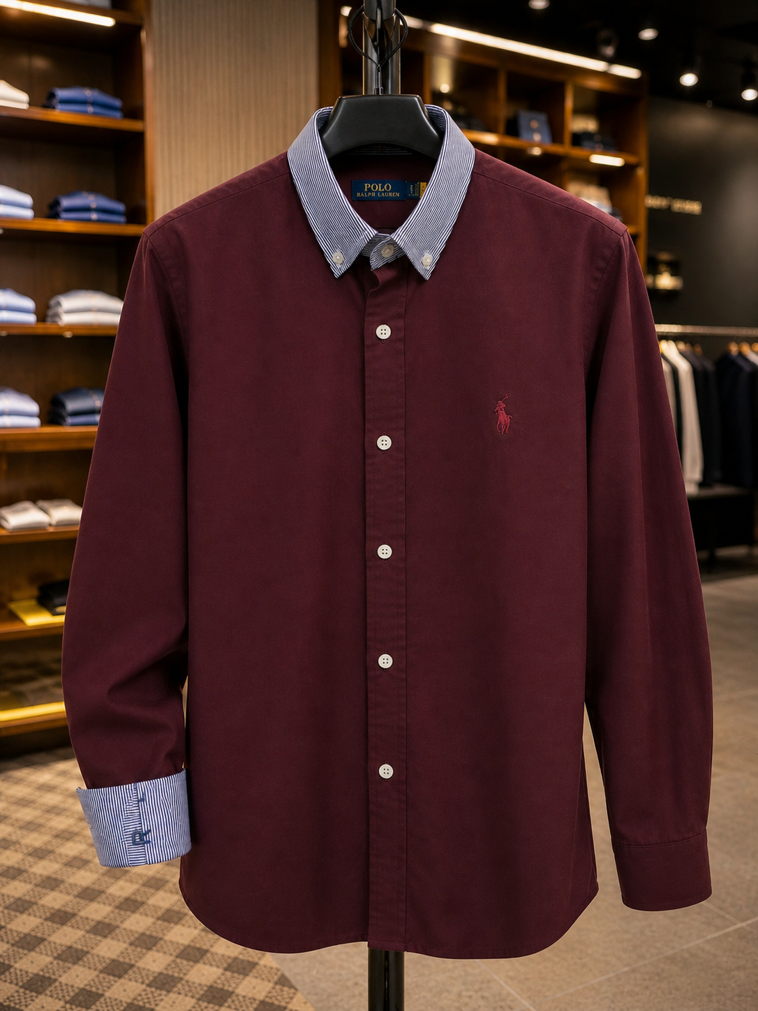 ralph l. cotton shirt with stripe collar grey ralph l. cotton shirt with stripe collar grey