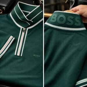 hb high collar polo white
