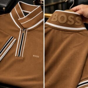 hb high collar polo white
