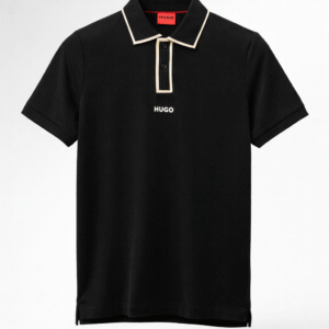 hugo classic contrast trim polo – black