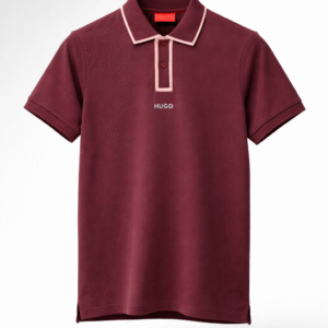 hugo classic contrast trim polo – burgundy