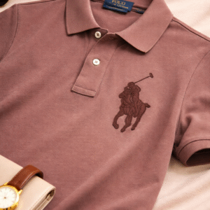r🔥lph l🔥uren leather patch polo sky blue