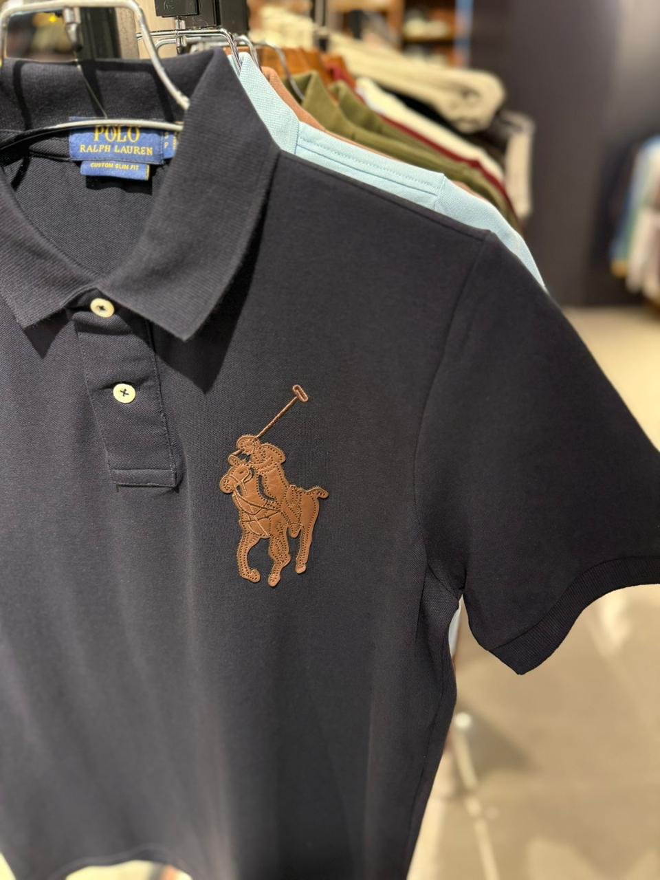 r🔥lph l🔥uren leather patch polo sky blue r🔥lph l🔥uren leather patch polo sky blue