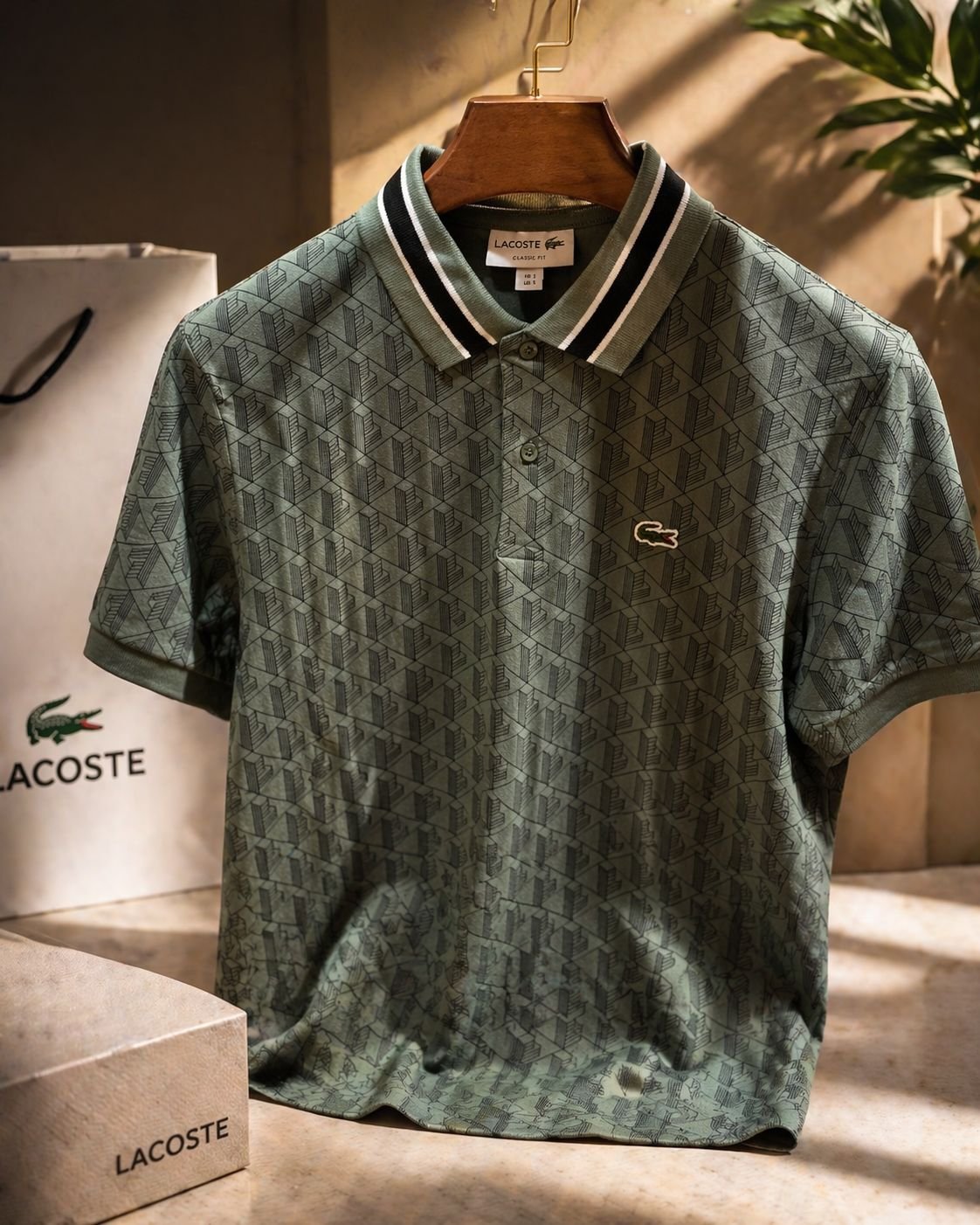 lš„coste all over print polo grey(ps) lš„coste all over print polo grey(ps)