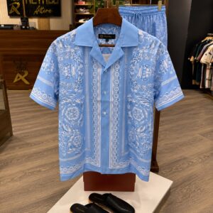 premium printed cuban collar shirt green hs 17