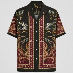 premium printed cuban collar shirt green hs 18