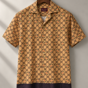 premium printed cuban collar shirt blue & gold hs 25 (copy)