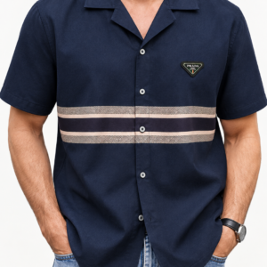 premium printed cuban collar shirt blue & gold hs 25 (copy)