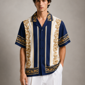 premium printed cuban collar shirt gold hs 24 (copy)